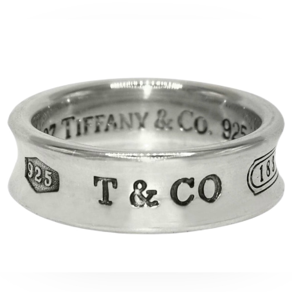 Tiffany & Co. 1997 Jewelry 18K White Gold 6mm Band 1837 Collection Ring Sze 6.25